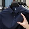 Pánské letní polo tričko z ledového hedvábí - Elastické, nemačkavé, jednobarevné, krátký rukáv, Business Casual s límečkem.