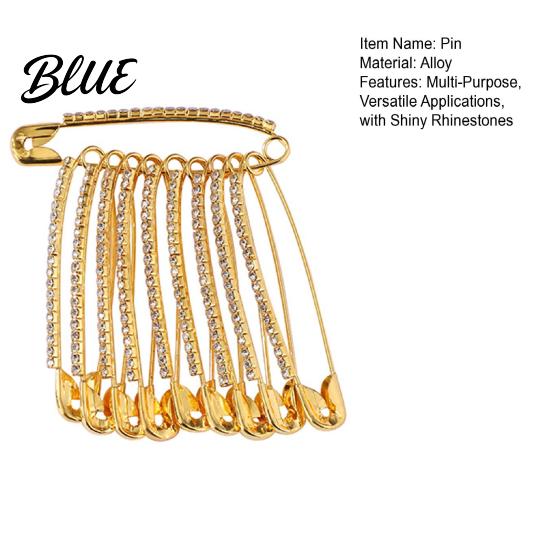 Shiny Rhinestone Embellishment Safety Pins Pants Waist Shawl Brooches Clothes