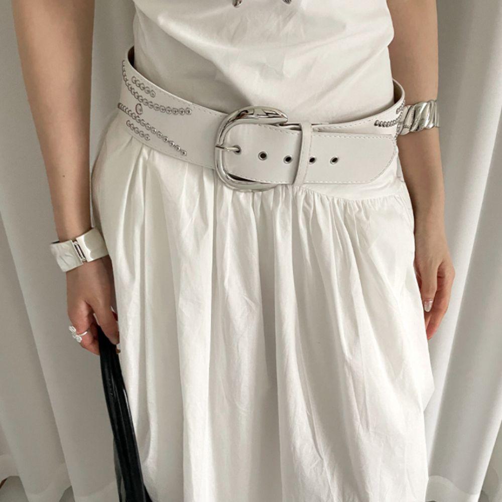 Korean Rivet Wide Belt Gothic Dress Jeans Belt Retro Women's Waist Belt Streetwear