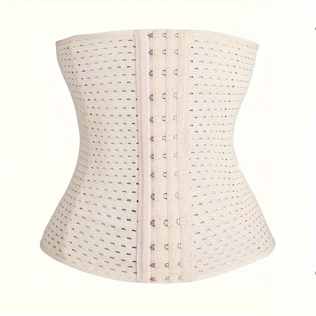 Breathable Mesh Waist Traine Slimming Body Shaper Belt with Triple-Row Hooks, Elastic Fitness & Postpartum Support, Seamless Design