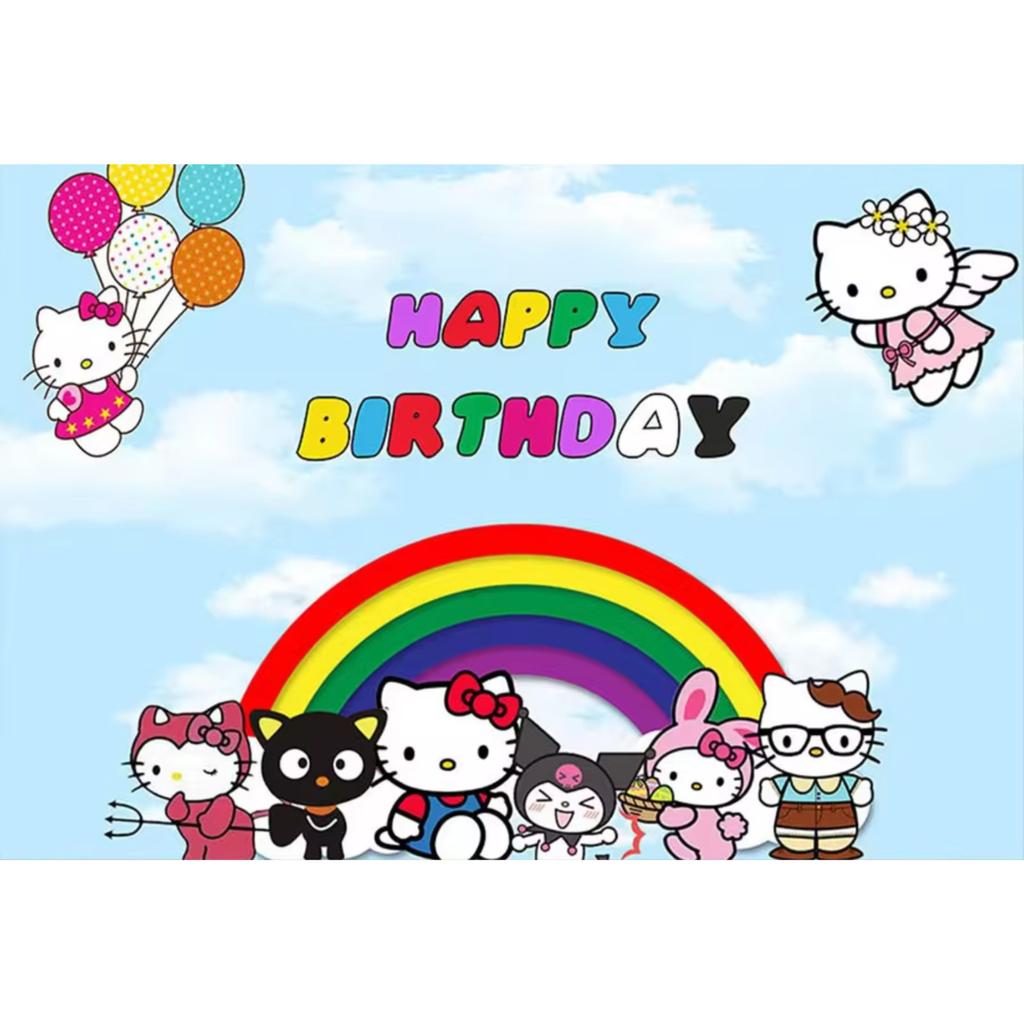 215. Hello Kitty Theme Party Decoration 5x3 Ft Happy Birthday Backdrop Banner Decor