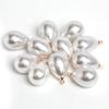 High-Gloss Gold Teardrop Pendant Necklace with ABS Imitation Pearl Beads
