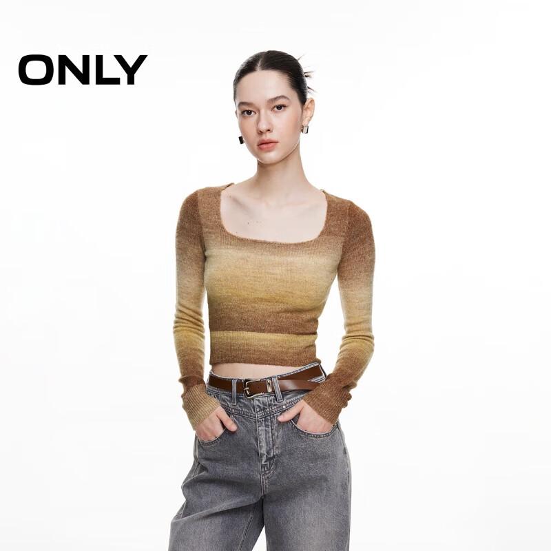 

ONLY Women s Slimming Gradient Square Neck Cropped Knit Top L