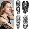 3pcs Temporary Tattoo Smoking Pipes And Skull Black And Grey Realism Skull With Ivy Dragon And Skates For Men Thighs Arms