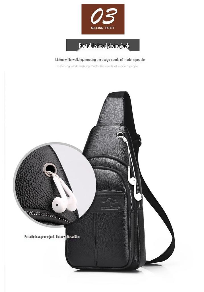2025 Men's Large Capacity Soft Leather Crossbody Chest Bag with Multi-Compartments