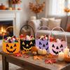 Halloween Storage Basket Handheld Candy Bag with Pumpkin Face Print for Snacks Treats and Decorative Use for Parties Events