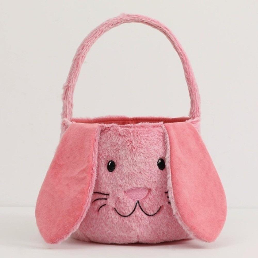 Bunny Easter Basket Long Ear Easter Bucket Candy Gift Bag Plush Basket  Kids Gift