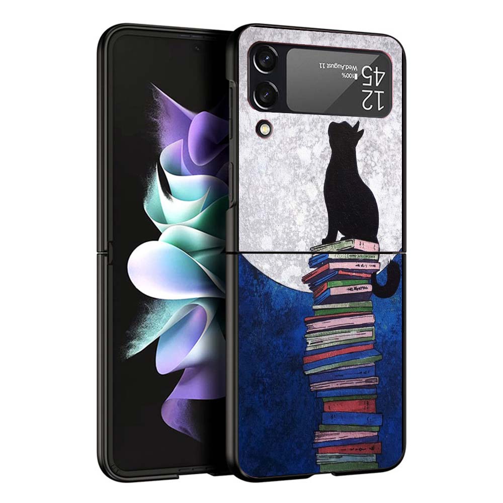 Black Cat Cartoon Cute Phone Case For Samsung Galaxy Z Flip7 Flip6 5G Flip5 Flip4 Flip3 ZFlip 7 6 3 4 5 Shockproof Back Cover Ga