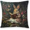 Vintage Rabbit Flowers Decorative Throw Pillow Cover William Morris Pired- Vintage Flower Gift Art Farmhouse Cushion Pillowcase for Sofa Couch Bed