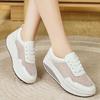 Women's Hole Sneakers Height Increase White Leather Platform Casual Summer Thick Sole Elevator Shake Shoes