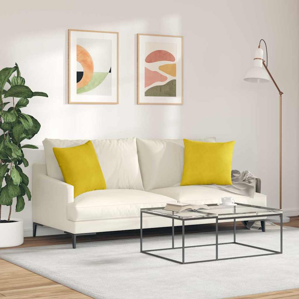 Sofa Cushions 2 pcs Yellow 45 x 45 cm Cord Fabric