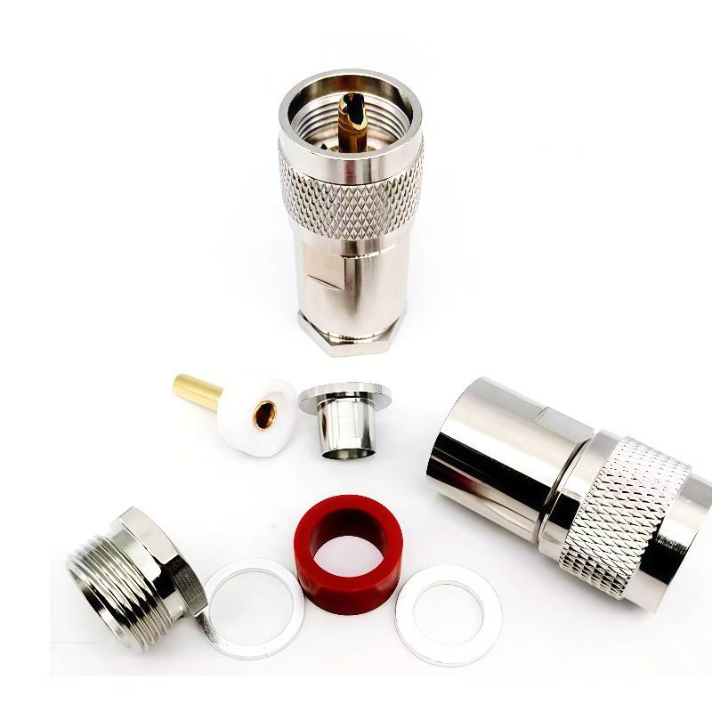 Pure Copper SL16 Male Coaxial Cable Connector for Two-Way Radio, RG8U 50-7 Feeder with Coarse Pin M Mount.