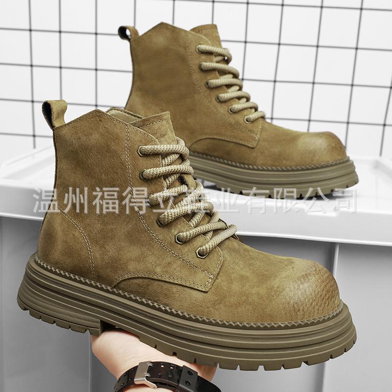 Retro Martin Boots Men's Autumn Short Boots Versatile Big Yellow Boots British Style Thick-soled Wear-resistant Boots