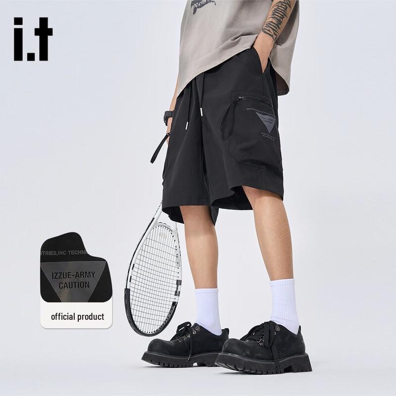 Izzue Men's Elastic Waist Straight Fit Cargo Shorts