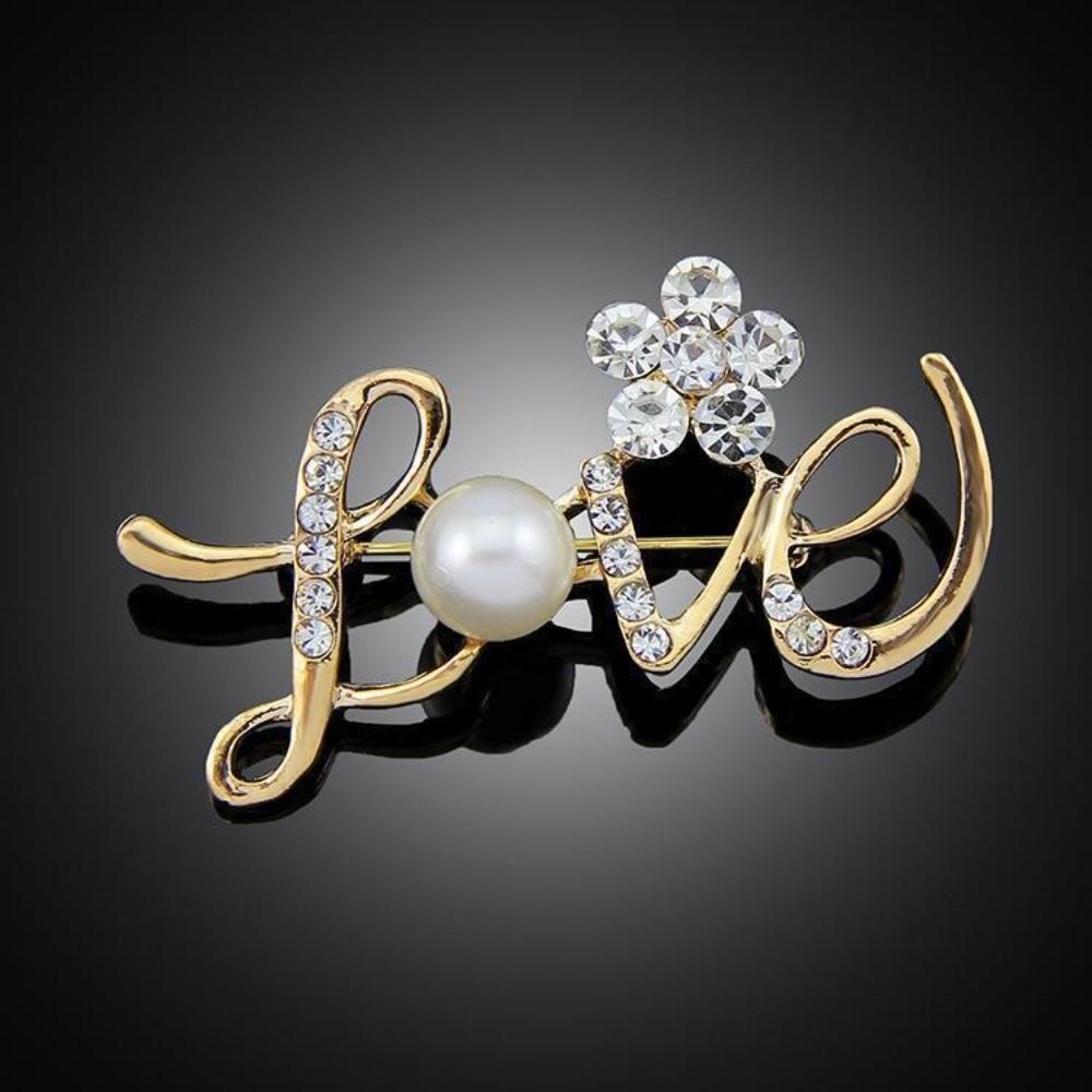Faux Pearl Love Letter Brooch Decorative Brooch Pins New Lapel Pin Coats Jackets Hats