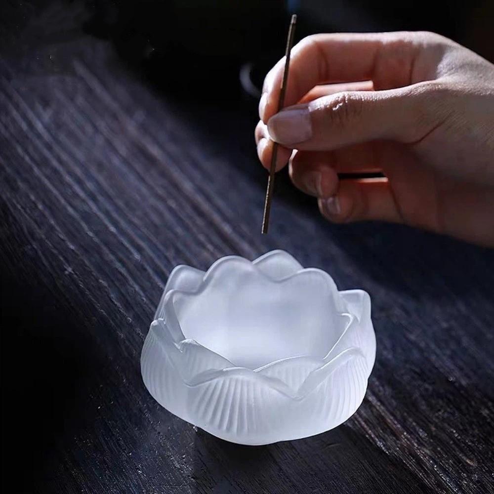 Crystal Glass Lotus Incense Burner 9 Hole Lotus Censer Holder Yoga Meditation