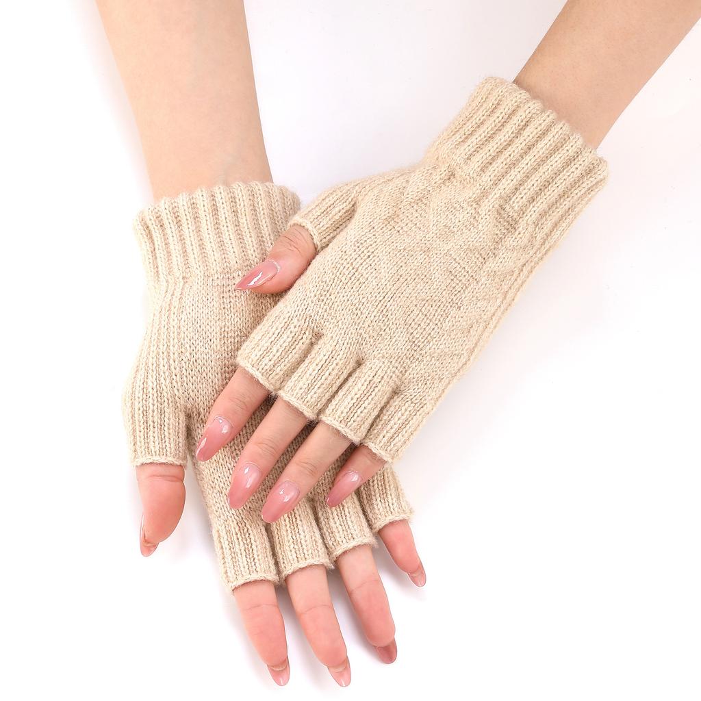 Drei rautenförmige Finger-Armstulpen Neu Herbst und Winter Damen Gestrickte Wolle Warm Handgelenkschützer Modische fingerlose Stulpen