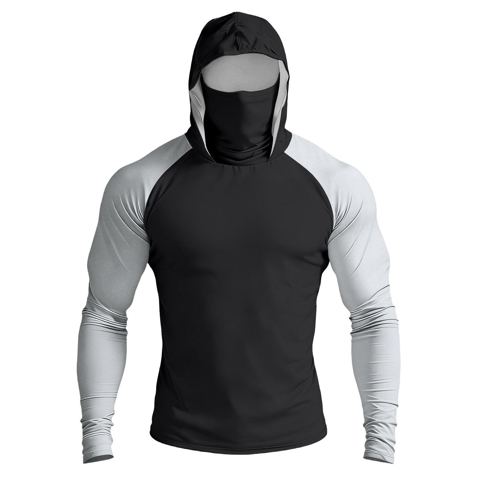Men s Casual Drop-Shoulder Hooded Long-Sleeve  Shirt XXL чёрный