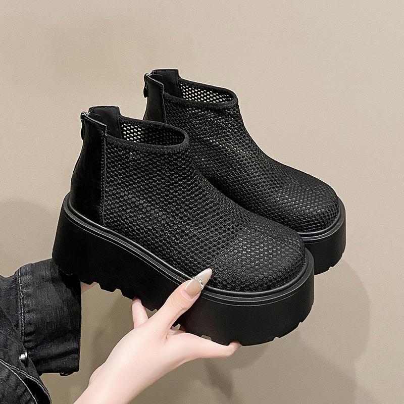 

2025 лето новая платформа бархатные бокен обувь большая голова повседневная обувь обувь на платформе ретро 35 чёрный