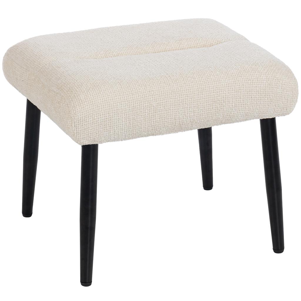 Sitzhocker Hocker mit weichem Sitzkissen Stahlbeinen Fußhocker mit Chenille-Stoff, 45 x 41 x 38 cm, Cremeweiß