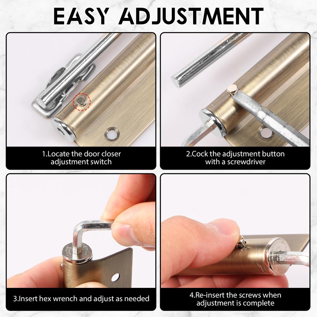 2Pcs Stainless Steel Automatic Door Closer Versatile Easy To Install Door Self Closing Hinge With 4 Adjustable Catch Speed