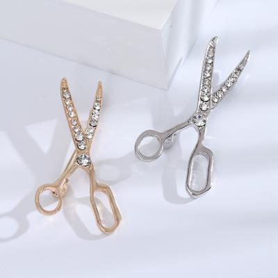 Personalized Rhinestone Scissors Brooch Creative Simple Alloy Pin Fashion Men'S Brooch