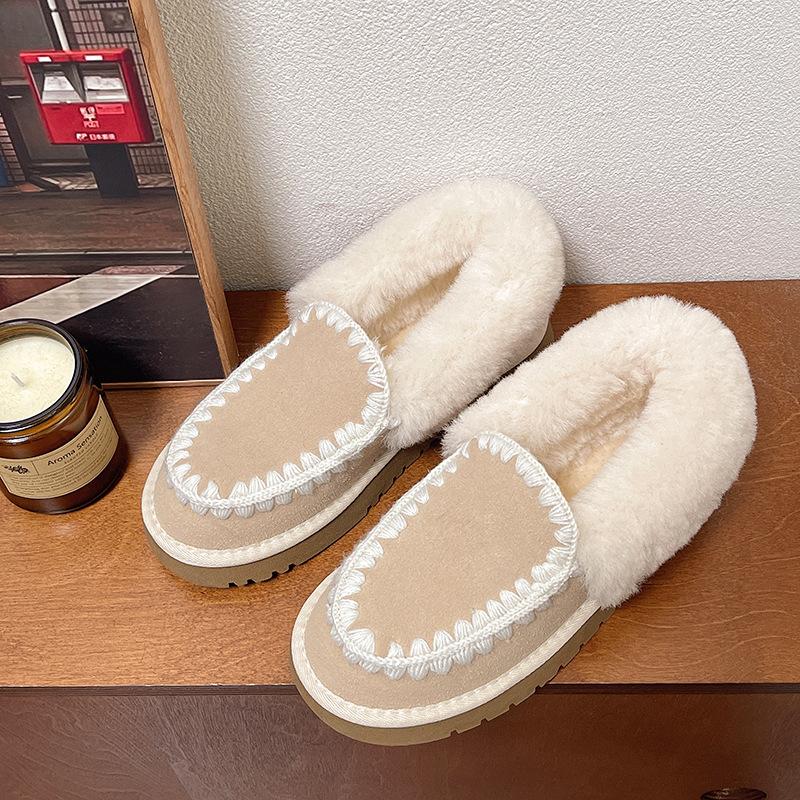 Women's Large Size Soft Sole Heightening Winter Warm Fur One Anti-slip Snow Boots Plush Lined Ankle Boots Outdoor Sports Cotton Boots