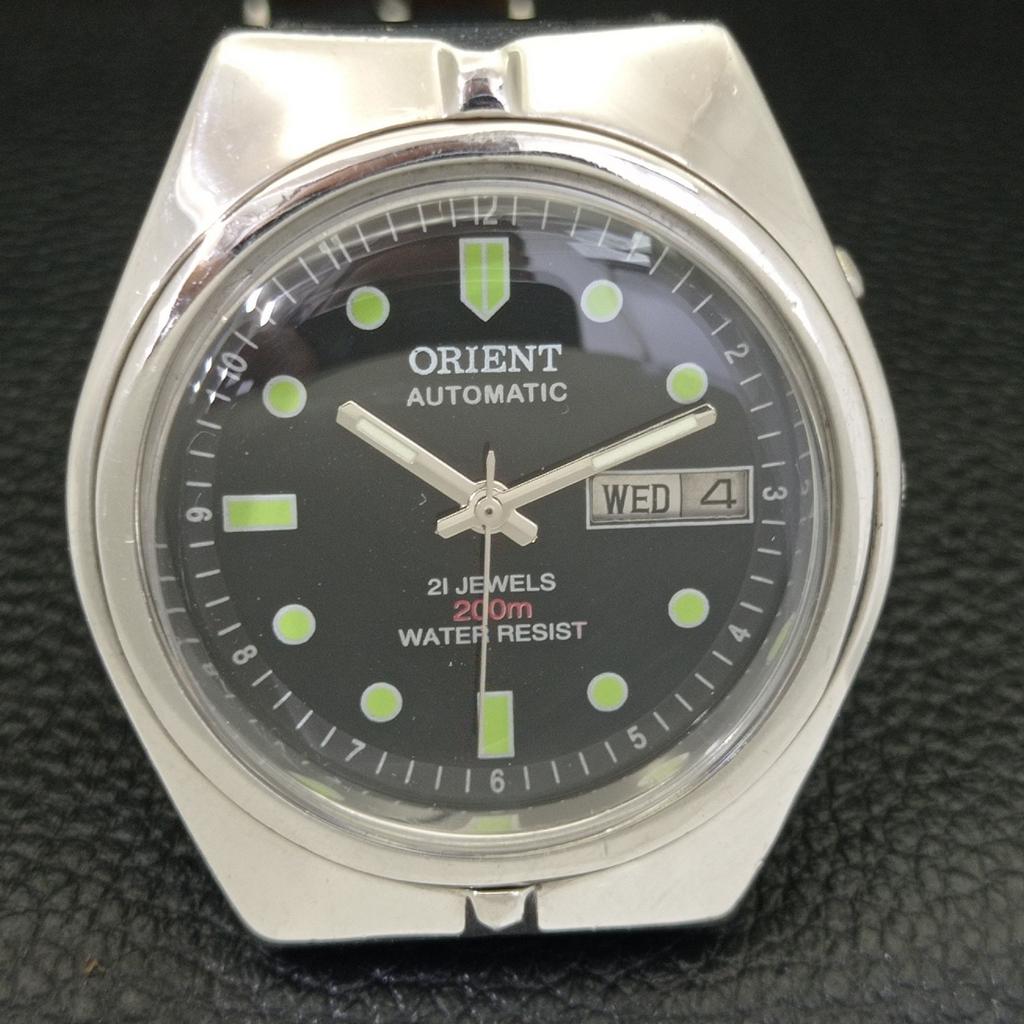 VINTAGE ORIENT AUTOMATIC 48741 JAPAN MENS BLACK COLOR DIAL WATCH A700651-5 R204-a700651
