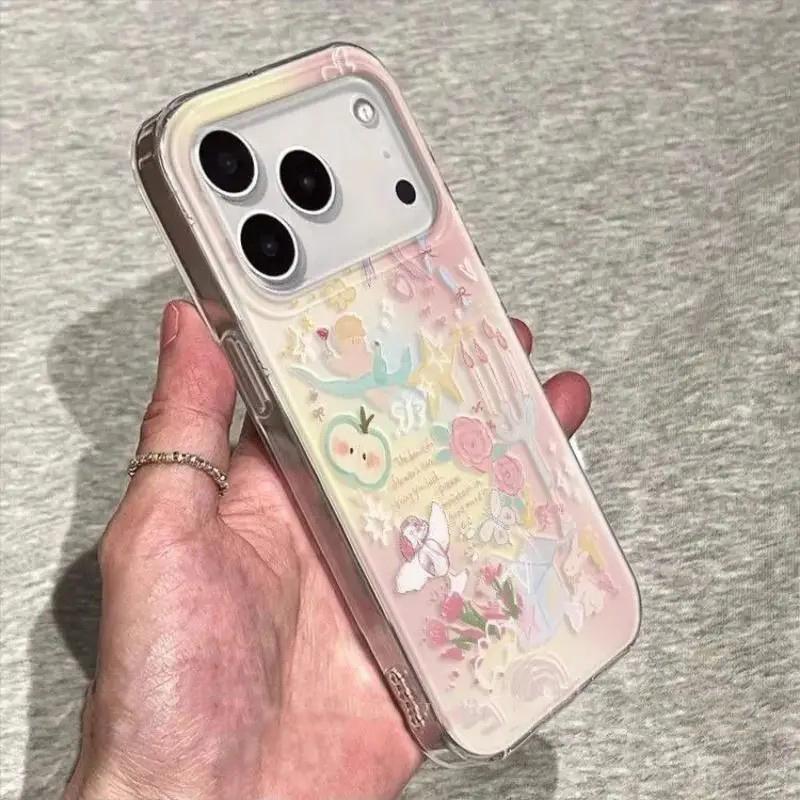 Custodia per Telefono Rosa Carina a Cartone Animato Giardino per Xiaomi Redmi Note 15 14 13 12 12s 11 11s 10 9 9s 8 7 Pro Plus 4G5G Copertura con Texture Piuma