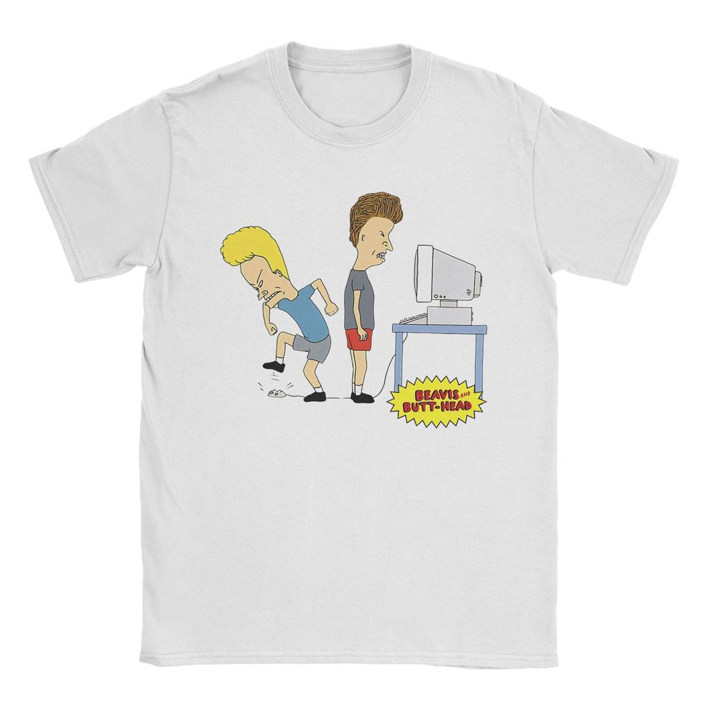 Harajuku Paar Beavis und Butthead kann Computer nicht benutzen T-Shirt Herren Baumwolle Kurzarm Rundhals Sommerkleidung