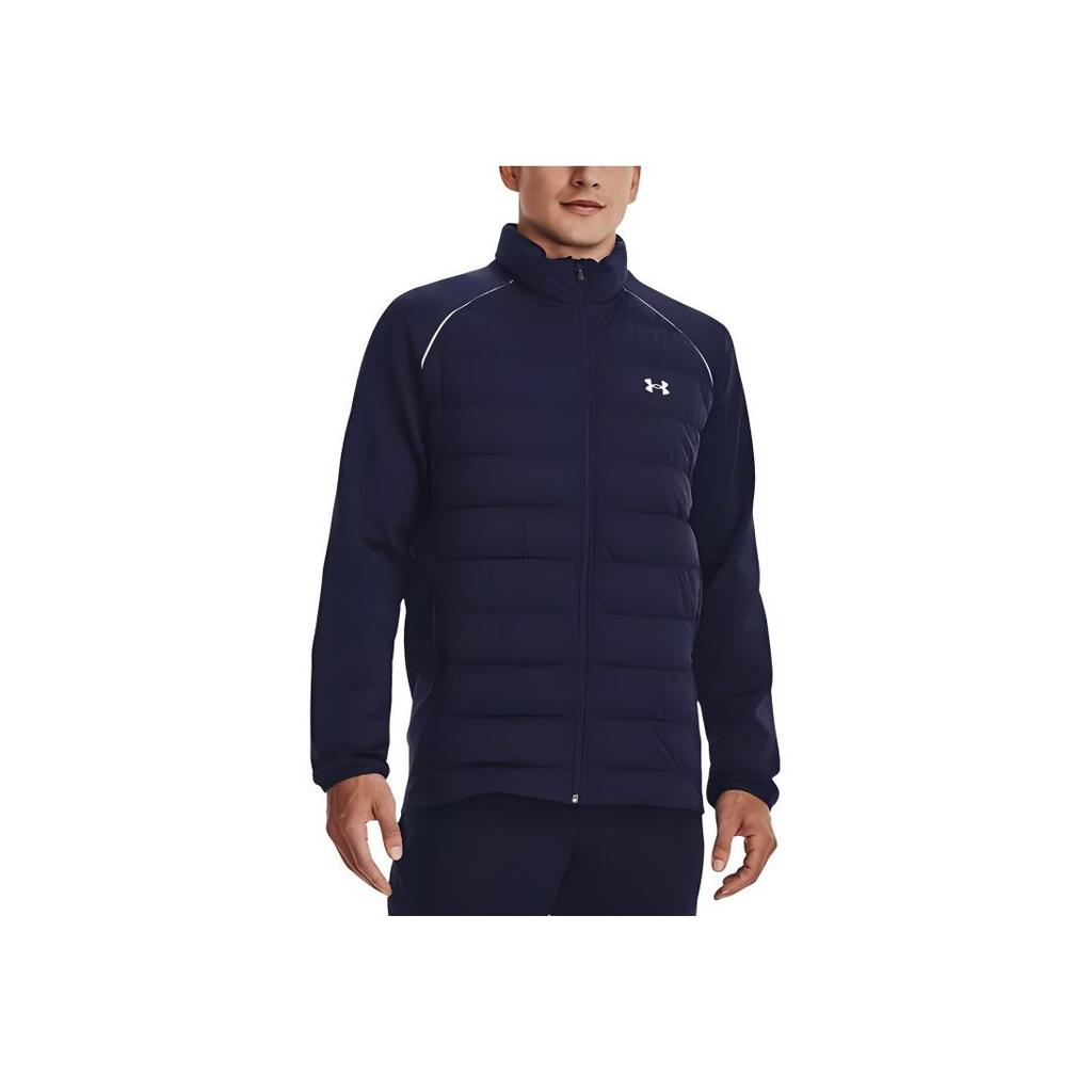 Under Armour Stretch Hybrid Warm Solid Color Stand Collar Down Jacket Men Jacket Midnight-Deep-Blue 1366290-410