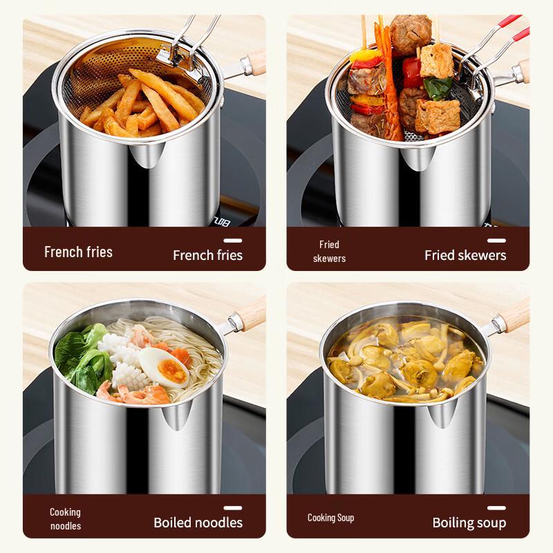 KEGOO 304 Stainless Steel Deep Fryer with Strainer Basket