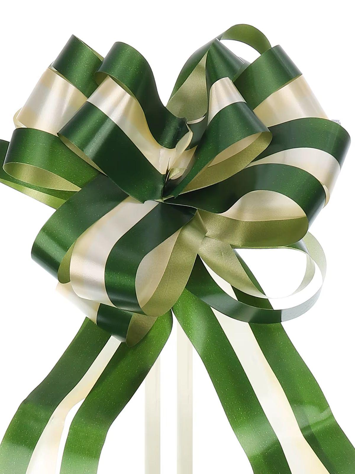 

10 шт. 7 дюймов Большой Большой Бант-лента для упаковки подарков для машины, свадебной машины, корзин, подарков, рождественский бант темно-зеленый/белый зелёный