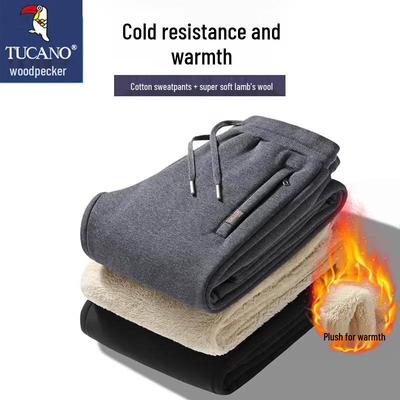 Men's Lamb Wool Lined Thermal Straight-Leg Sport Pants