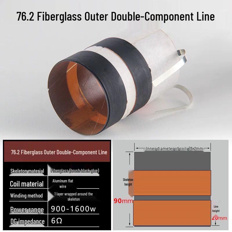 75.5mm Bass Voice Coil, 51.0 Fiberglass Double Layer Wound Coil, 51 Core Speaker Repair Parts