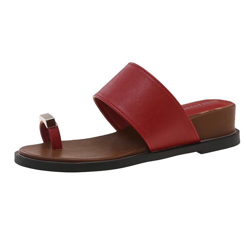 

French set of toes fairy wind niche slippers 2025 summer new open-toed evening wind metal buckle one-word sandals 40