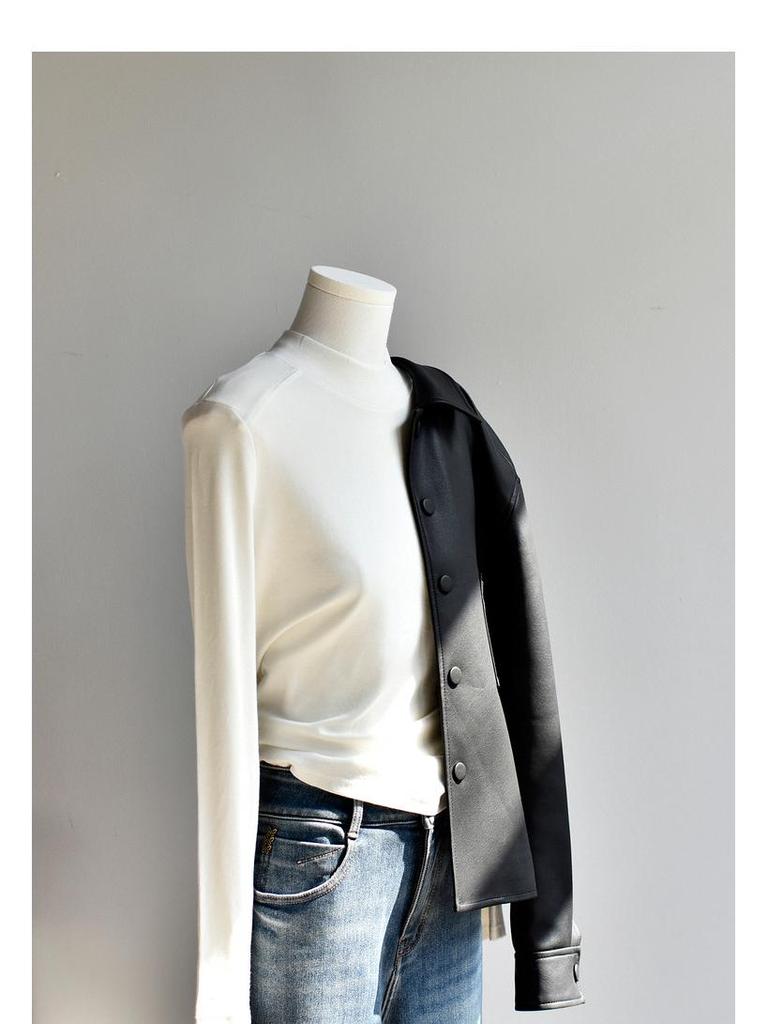 **Dámský zimní svetr Meiyabi s polovičním rolákem, francouzský úplet**