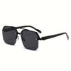 1 Pair of Zinc Alloy Men's Double Beam Square Glasses Semi Frameless with PC Lenses Casual Style Glasses