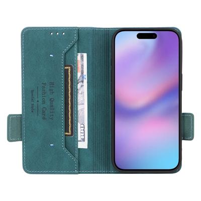 For iPhone 17 Case Leather Wallet Flip Phone Cover with Hardware Decor