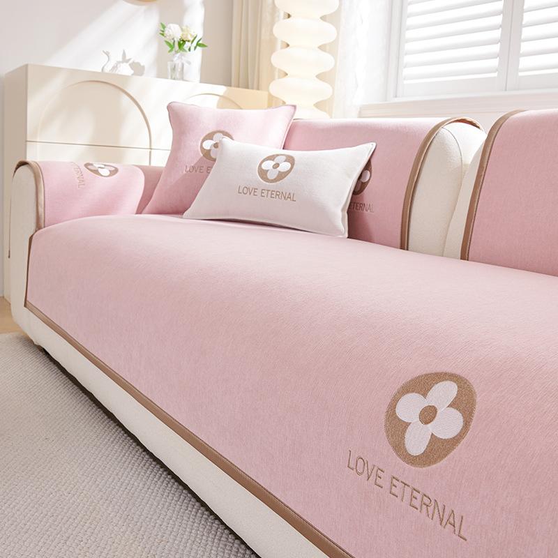 Baby Velvet Embroidered Sofa Cushion  New Four-Season Universal Non-Slip Seat Cushion Straight Row Sofa Armrest Cover