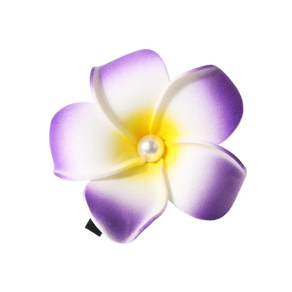 Pearl Flower Hair Clip Plumeria Flowers Side Bangs Clip Beach Claw Clips Headpiece For Women Hawaiian Barrettes Accessories