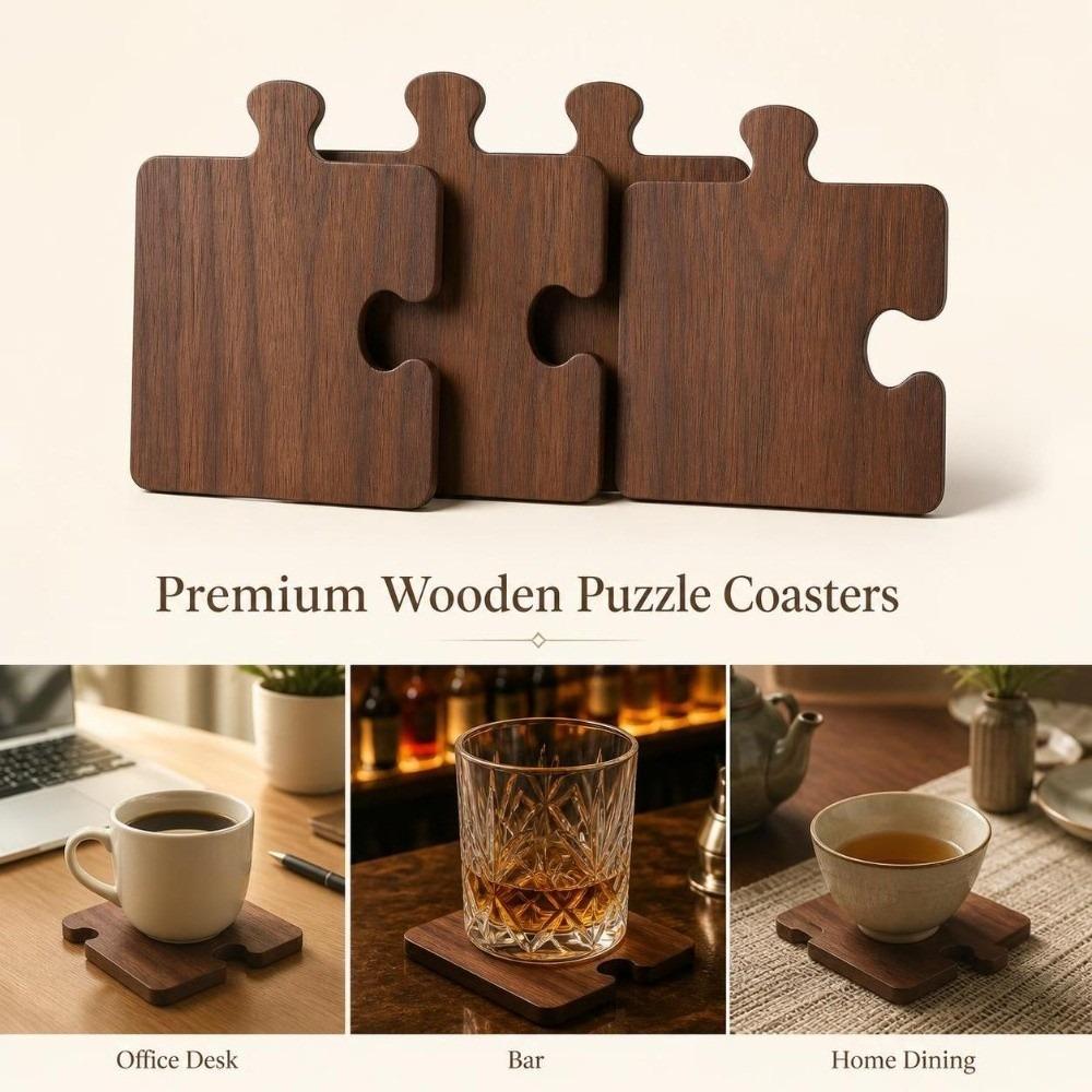 4pcs Non Slip Wooden Coaster Set Vintage Building Block Coasters Mug Coffee Coaster  Home Decor