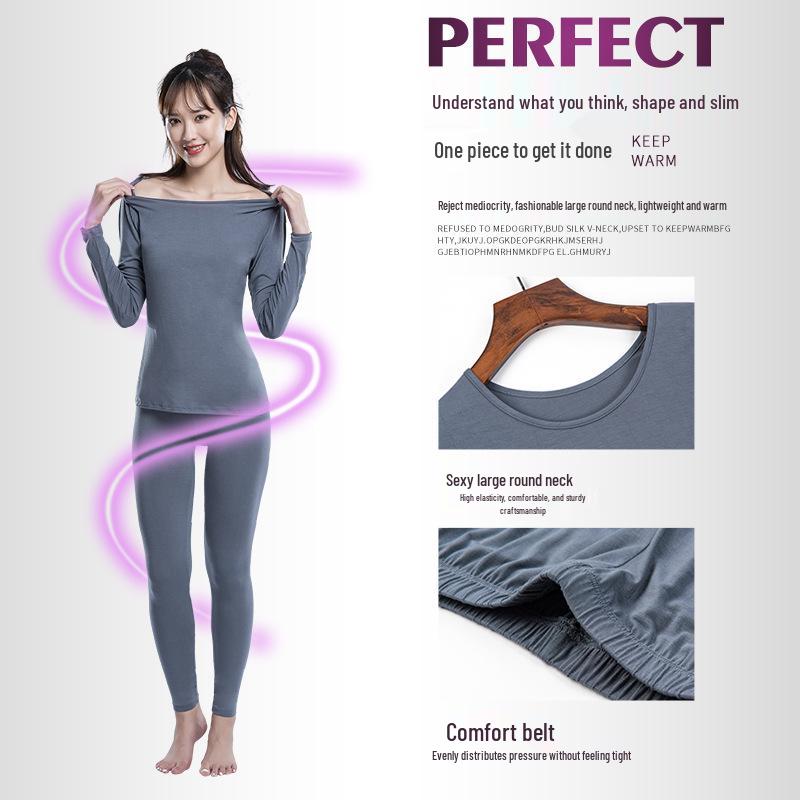 Women's Modal Body Shaping Autumn Knitwear Set: Warm Long Sleeve Top & Pants