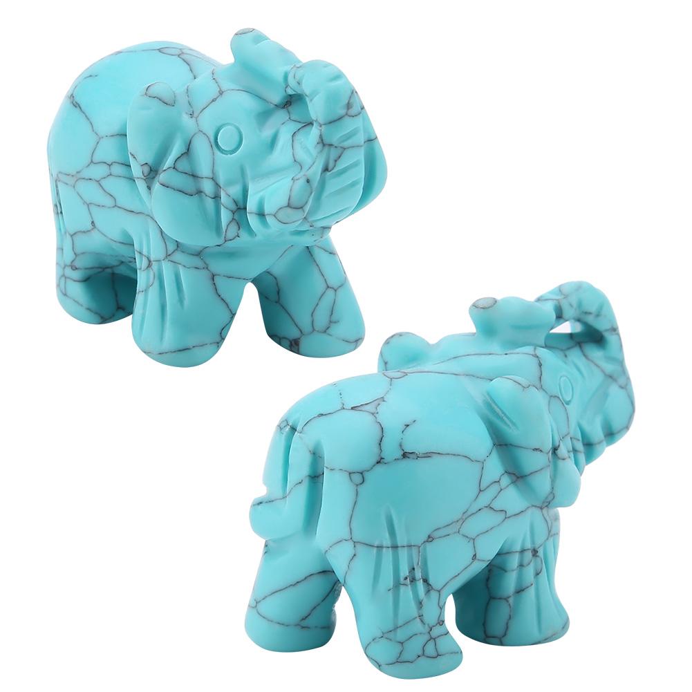 1.5inch Natural Stone Carved Elephant Crystal Figurine Home Decoration Furnishing Article (#02)