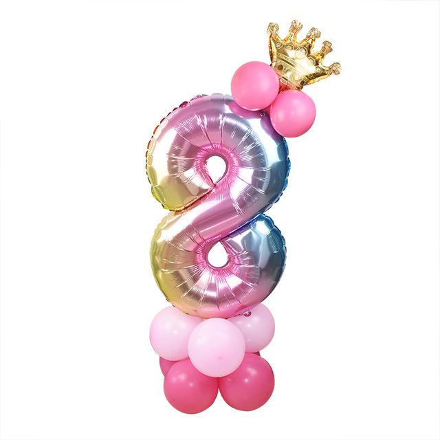 Rainbow Gradient 32-Inch Number Foil Balloon for Birthday or Wedding Party Decorations