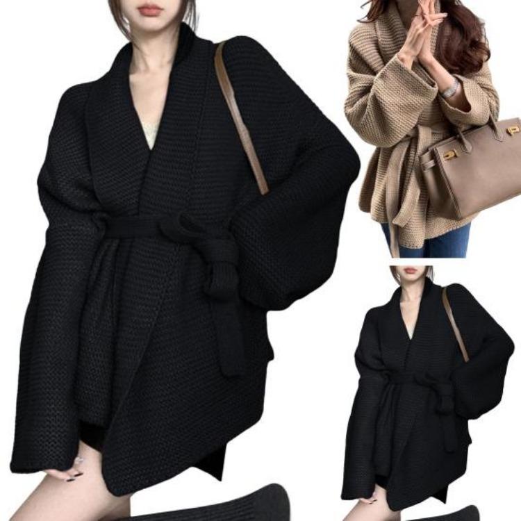 Fall Winter Warm Women Oversized Knitted Cardigan Casual Open Front Long Sleeve Sweater Coat Outerwear