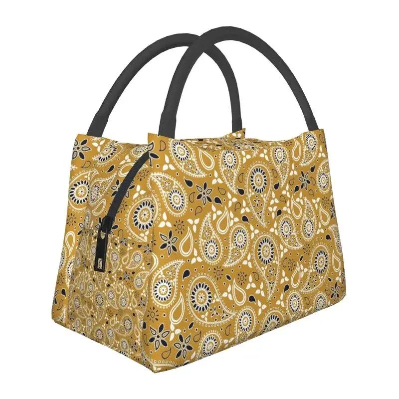 Geantă de prânz personalizată clasică Paisley cu model de bandană pentru femei, răcitor termic, cutie de prânz izolată pentru picnic, camping, muncă, călătorii