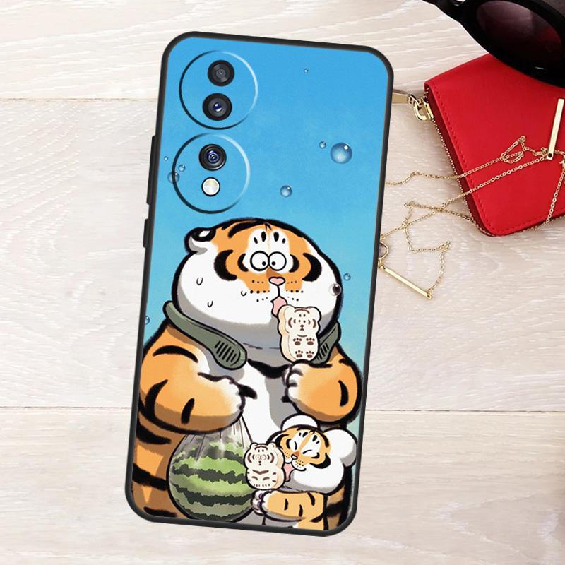 

Cartoon Fat Tiger Case For Honor 400 Pro 200 50 70 90 X9a X9b X9c X9d X8a X8b X8c Magic 7 Lite 5 6 8 Pro Cover Honor Magic7 Lite