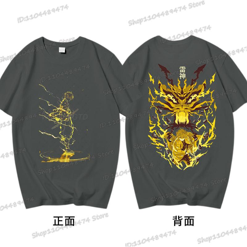 Demon Slayer T Shirts Anime Agatsuma Zenitsu Vintage Cotton Comfortable T-shirts Casual Loose T Shirt Male Female Streetwear