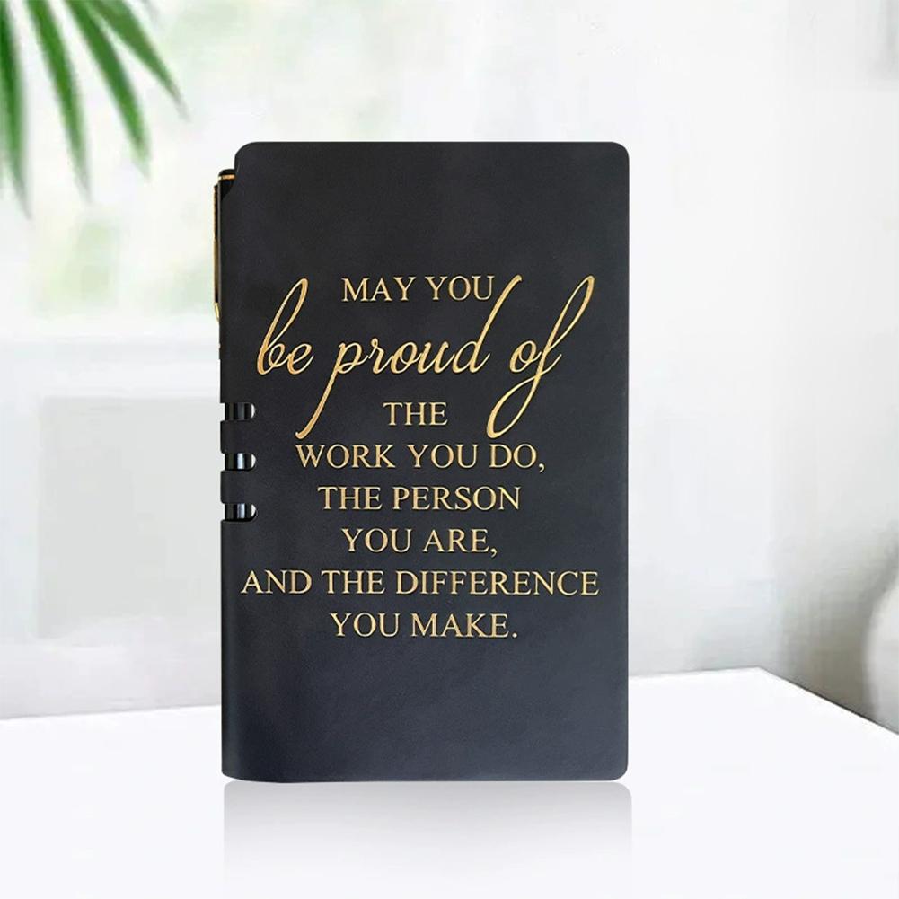 Gold Foil Cover Notebook Soft PU Leather Notepad Diary Book Business Notebook Pen Office Students Supplies Stationery Gifts Notebook +pen